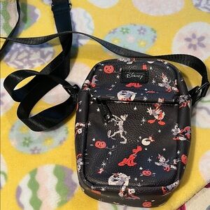 Disney Black Halloween Character Crossbody Belt Bag with Red Accents